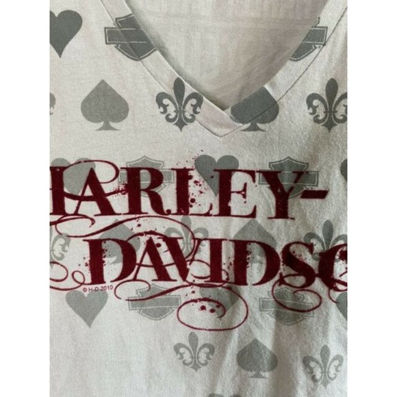 HARLEY-DAVIDSON short sleeve Spades Hearts Felt Letters Bahamas WOMENS SIZE XXL - Picture 2 of 5
